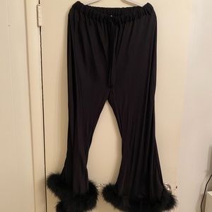 Sleeper Boudoir pants with feathers in black
